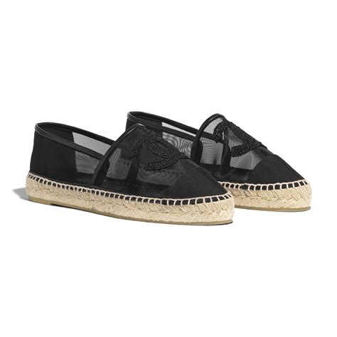 black mesh chanel espadrilles|chanel espadrilles black size 38.